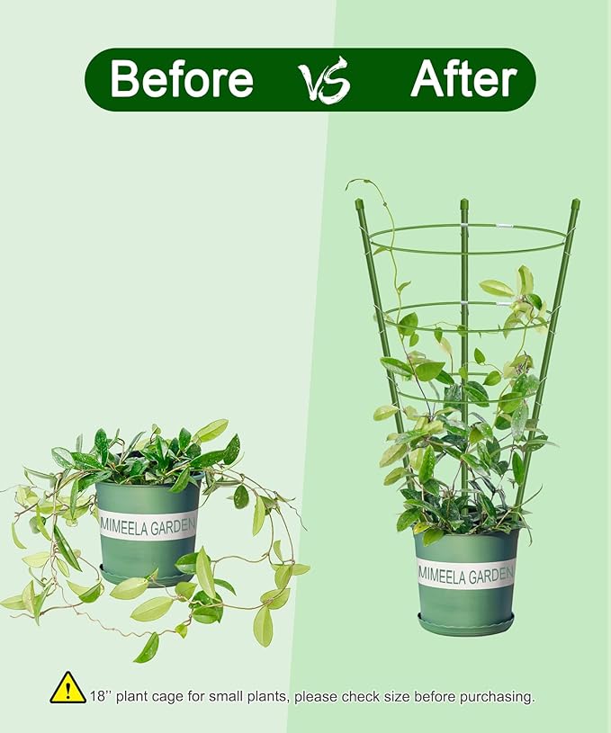 4 Pack Garden Plant Support Tomato Cage, Upgrade 18" Trellis for Climbing Plants, Plant Trellis Kits (18")