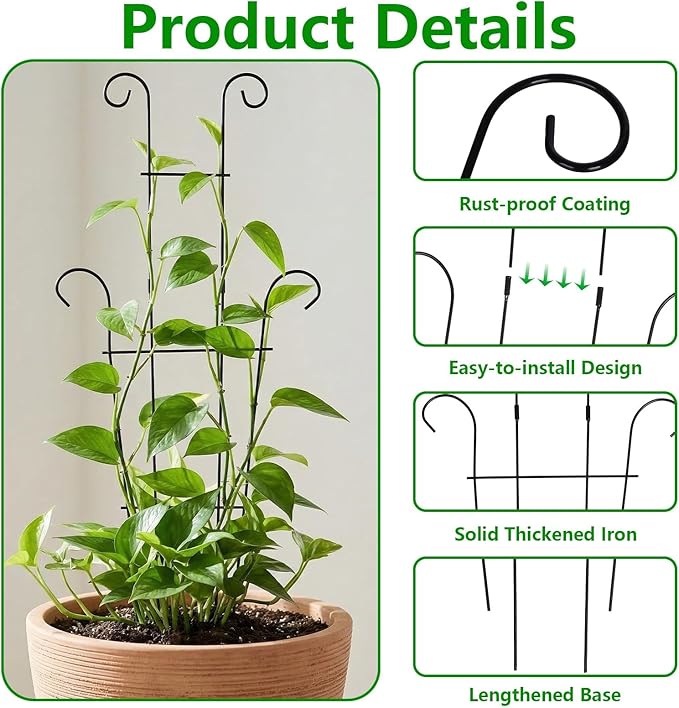 2pcs Plant Trellis Vine Plant Support Assembled and Rustproof for Pothos Hoya Ivy Monstera Flower for Garden Potted Plant Indoor Outdoor 24.7inch