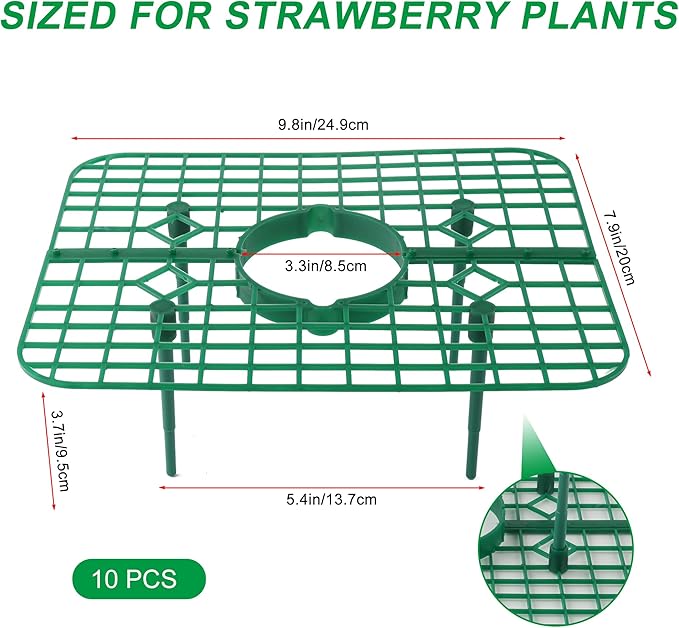 Strawberry Plant Supports, 10 Pack Square Frames Keep Strawberries Off Ground, Reusable Strawberry Plant Stands for Cleaner Strawberries & Easy Harvest