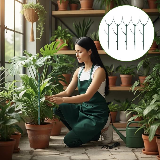 5 Pack Plant Stakes for Indoor Plants Monstera Plant Support Stakes Adjustable Plant Support Pole Support Pole with Clamps for Climbing Indoor and Outdoor, Garden Accessories