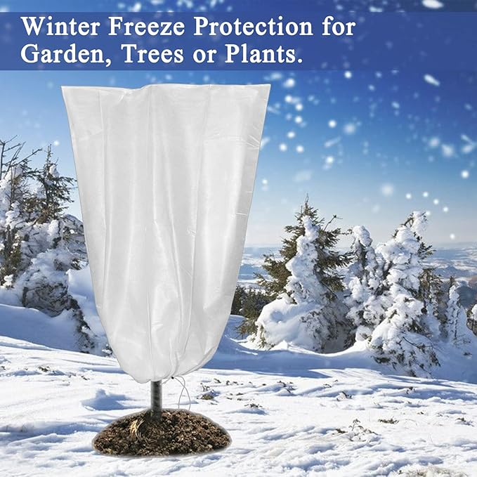 SKARUMMER Winter Plant Covers Freeze Protection 23.6x31.5 Inch Garden Frost Tree Blanket Shrub Covers with Drawstring for Cold Weather Frost Protection Sun Protection (5 Pack)