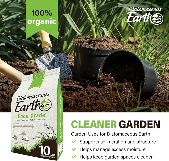 DiatomaceousEarth Food Grade Diatomaceous Earth – 10lb | 100% Organic, All-Natural Powder | Safe for Humans & Pets | OMRI Listed for Organic Use