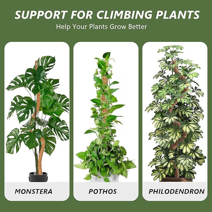 2 Pack 28" Bendable Moss Pole, Anllecr Monstera Plant Support,Plant Stakes for Indoor Plants, Plant Sticks for Indoor Outdoor Climbing Plants | Support for Potted Plants Like Pothos, Philodendrons