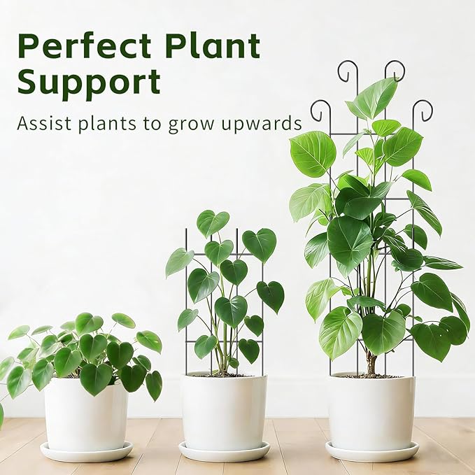 Trellis for Climbing Plants Indoor, 4 Pack 31'' Metal Plant Trellis Indoor for Potted Plants, Sturdy Plant Support Outdoor for Ivy Pothos Monstera Hoya Flower Vine, Wave Shape
