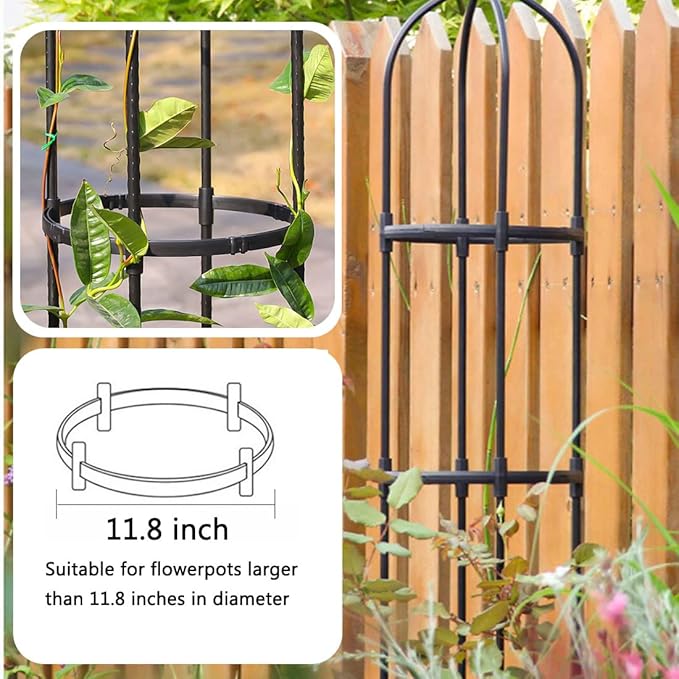 Garden Trellis for Climbing Plants Outdoor, Metal Plant Trellis with PE Coated, Rustproof Plant Support for Flowers Vegetable Vine, Tomato cage for Potted Plants Indoor Outdoor,Lightweight - 1 Pack