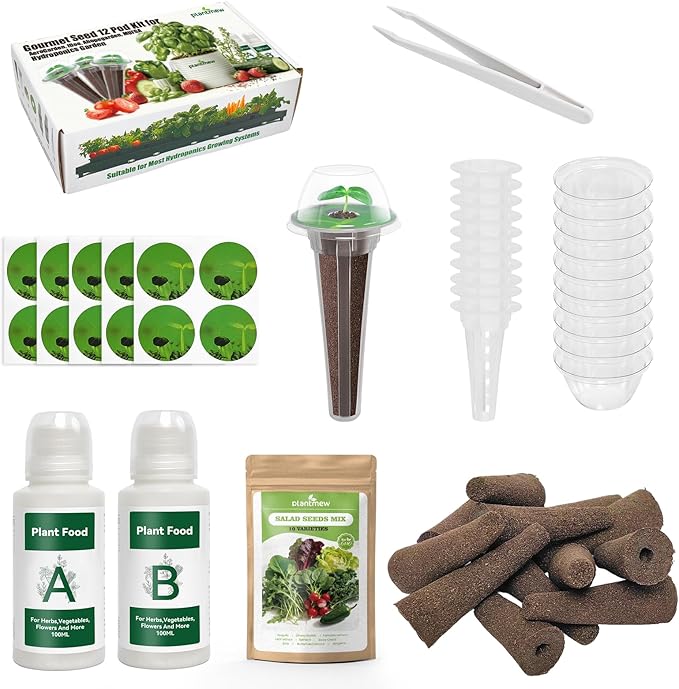 Hydroponic Seed Pod Kit – 12 Pods Seed Starter Kit for Indoor Garden, Compatible with Most Hydroponic Systems, Easy to Grow, High Germination