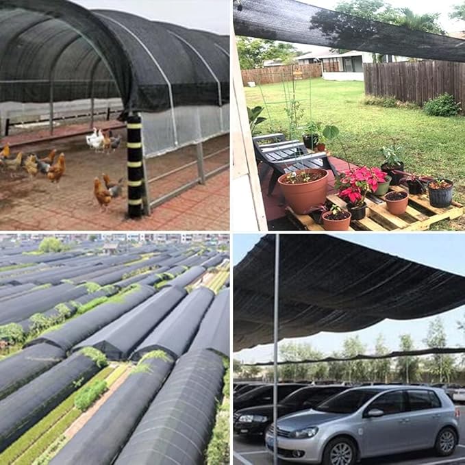 Shade Cloth, 80%-90% Garden Shade Mesh Net with Grommets, Outdoor Black Sunblock Neting Antifreezing Cover for Plant Pergola Patio Greenhouse Chicken Coop, 3x12FT