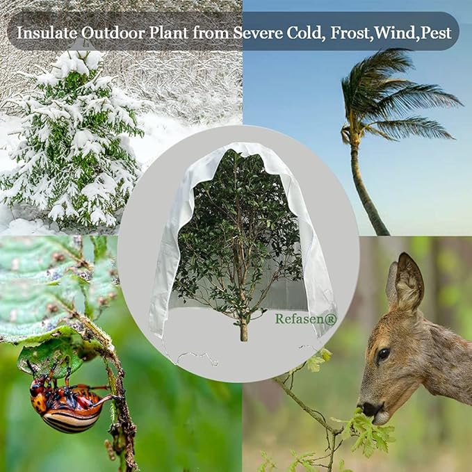 Plant Covers Freeze Protection,90”H X75”W 2.2oz Frost Blankets for Outdoor Plants Frost Cloth with Zipper Drawstring-Protect Trees Shrubs from Cold Frost Wind Pest