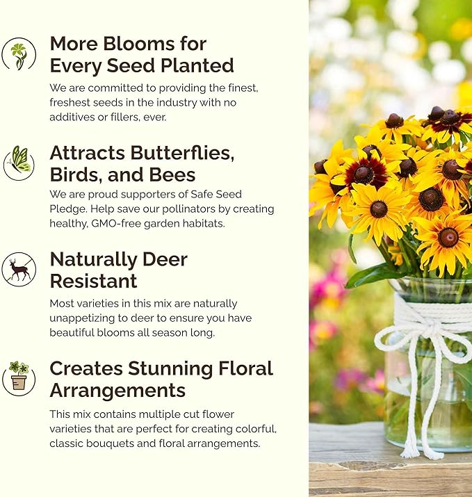Eden Brothers Idaho Wildflower Mixed Seeds for Planting, 1/4 lb, 120,000+ Seeds with Foxglove, Cosmos | Attracts Pollinators, Plant in Spring or Fall, Zones
