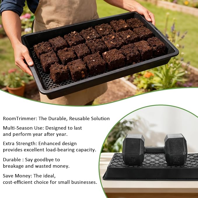 10 Pack 1020 Mesh Trays, Extra Strength 1020 Mesh Bottom Trays with Holes, 20'' x 10'', Heavy Duty Propagation Flats for Microgreens, Seed Starting, Soil Blocks, Hydroponics & Wheatgrass