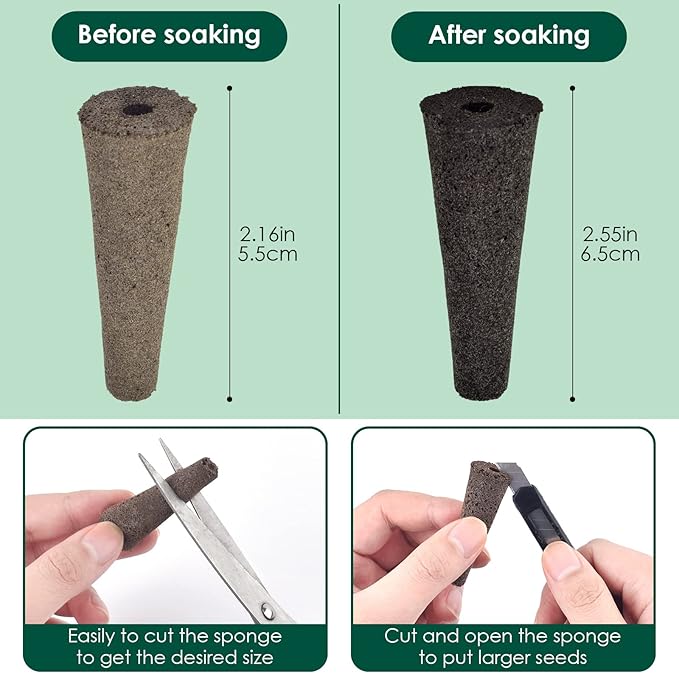 PACETAP 50 Pack Grow Sponges, Seed Pods Replacement Root Growth Sponges Compatible with AeroGarden, Seedling Starter Sponges Kit Refill Grow Sponge for Hydroponic Indoor Garden System