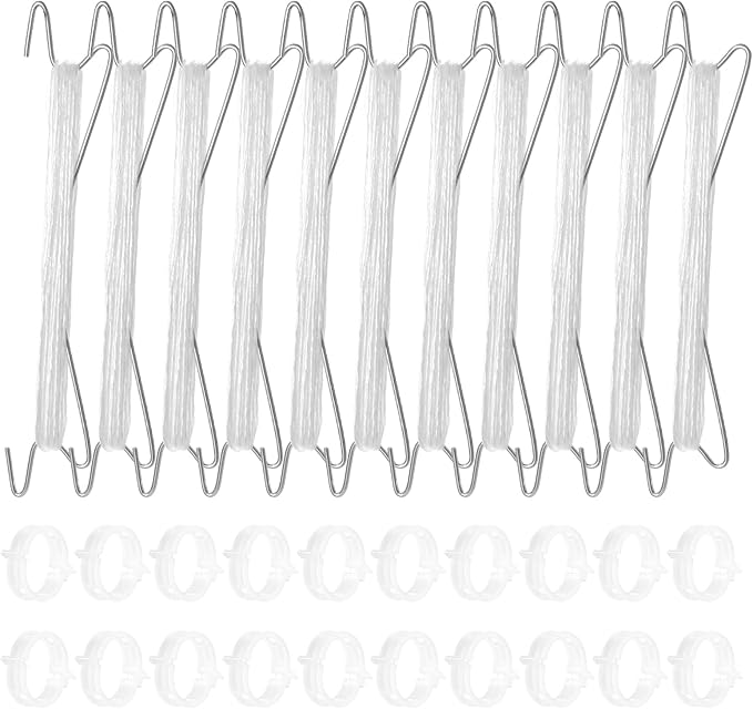 10pcs Tomato Support Hooks with 20pcs Tomato Clips, J Hooks to Prevent Tomatoes from Pinching or Falling Off, Garden Hooks with 33.3ft Twine, Plant Climbing Hooks for Tomatoes Cucumber (10)
