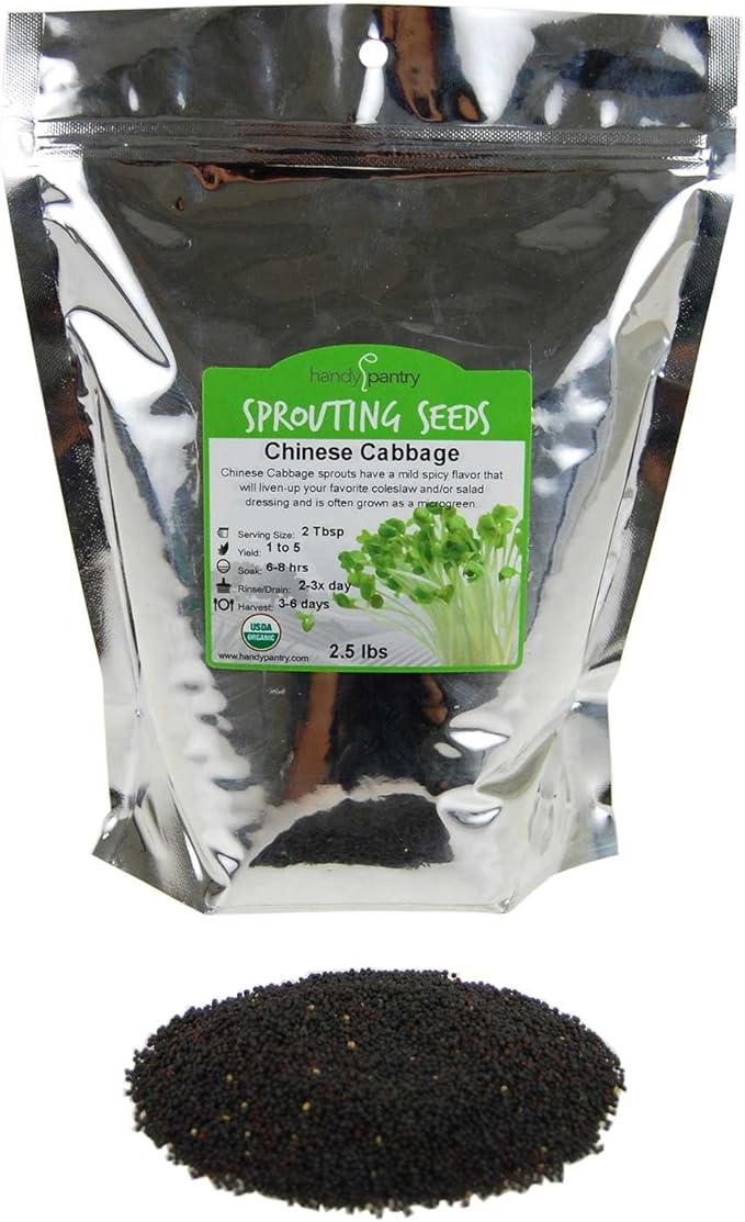 Handy Pantry Chinese Cabbage Sprouting Seed - 2.5 Lbs - Perfect for Edible Seeds, Gardening, Hydroponics, Growing Salad Greens, Sprouts & Food Storage