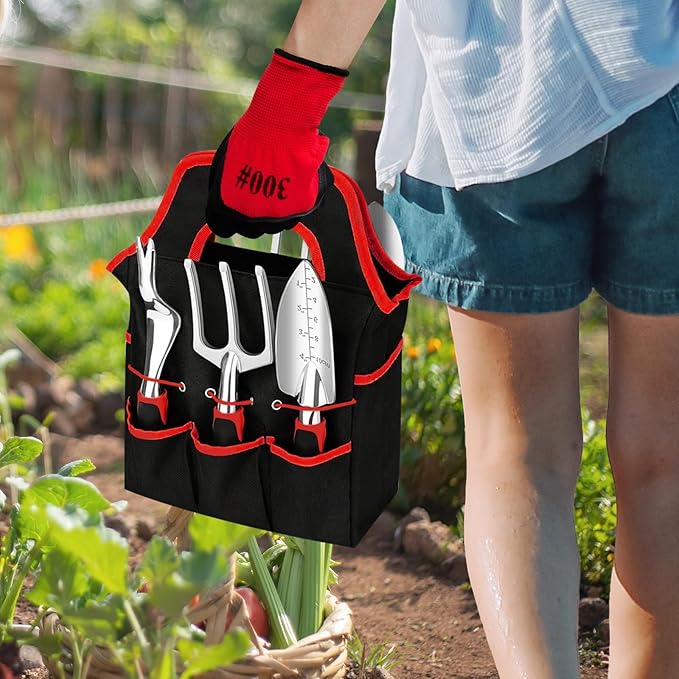 Gardening Tool Set, 8 Pieces Aluminum Heavy Duty Gardening Kit with Ergonomic Handles, Gardening Bag, Ideal Gardening Tool Set - Gifts for Men and Women