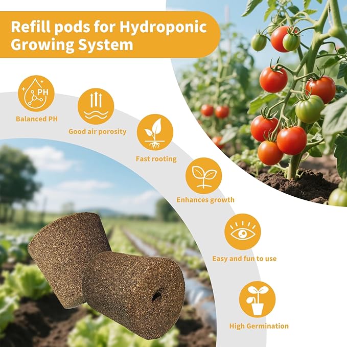 Compatible Replacement Pods for Click and Grow Smart Garden - 10 Packs Seedless Grow Sponges for Root Growth, Perfect for Indoor Herb Gardens & Transplanting