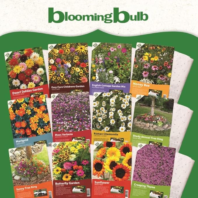 BloomingBulb Seed Mat - Easy to Plant and Grow Garden Seeds - Creates Fragrant, Vibrant Flower Garden – Customizable Flower Beds- Sunny Tree Ring-Flower Mat