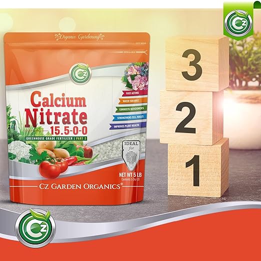 Calcium Nitrate 15.5-0-0 Fertilizer - Made in USA - 18LB Greenhouse Grade Plant Food for Hydroponics, Plants & Gardens – Fruit, Vegetables. Blossom End Rot Tomatoes