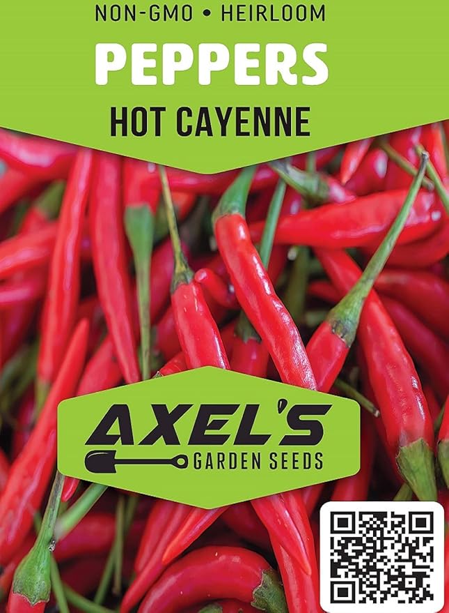 Cayenne Pepper Seeds for Planting Outdoors | Non GMO Heirloom Seed Packets | Full Planting Instructions to Plant & Grow Vegetables in Home Garden | 100 Cayenne Pepper Seeds Per Packet, 3 Packets