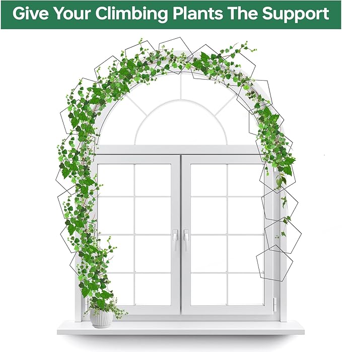 20pcs Chain Trellis for Climbing Plants Indoor, Metal Hexagonal Wall Plant Support Accessories for Vine Growth, Ivy, Pothos Live Plant Climber