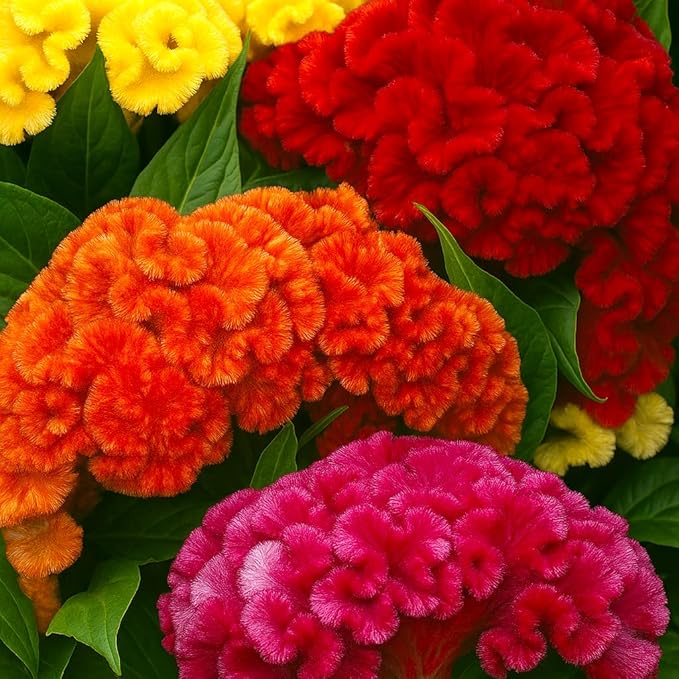 Seeds Cockscomb 200+ Seeds to Grow Celosia Cristata Celosia Argentea VAR. Cristata Velvet Flower Exotic Annual Plant Multicolor Mix