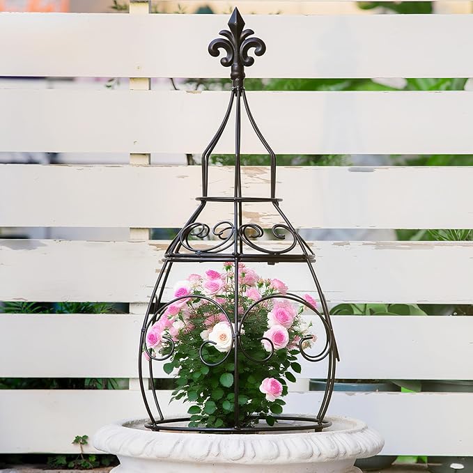 29-Inch Garden Trellis Obelisk - Durable Metal Support for Indoor & Outdoor Climbing Plants, Perfect for Vertical Gardening & Potted Plants, Stylish Design for Home and Garden