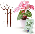 Stackable Plant Support Stakes, Indoor & Outdoor Houseplant Stem Support, Garden Accessories, Durable Trellis Alternative for Climbing & Potted Plants - Begonia Red, 3 Pack, 17" L