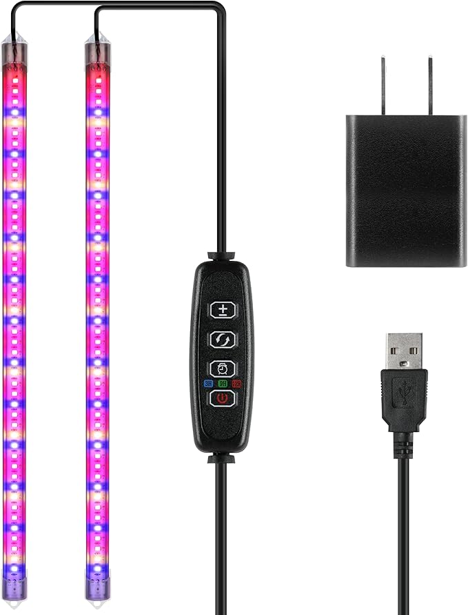 iPower Plant Grow Light Strips 96 LEDs for Indoor Plants, Auto ON & Off Timer and Multi-Dimmable Levels