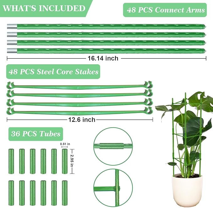 Moirsunt 4 Pack Tomato Cage for Garden- Plant Support Stakes Up to 63inch Garden Stakes Tomato Cage, Tomato Trellis for Potted Plants Climbing Vegetables Plants Flowers
