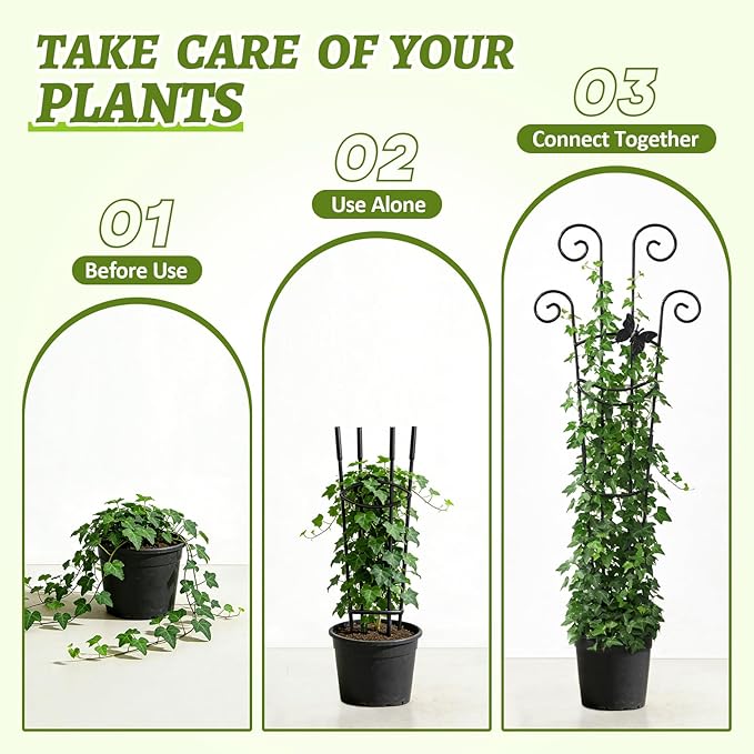 Plant Trellis 2 Pack Plant Trellis Indoor 29.96 in Expandable Metal Garden Trellis for Climbing Plants Sturdy Houseplant Support for Potted Plants with Ties Support for Ivy Pothos Hoya