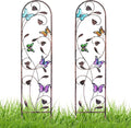 aboxoo Set of 2 Packs Butterfly Metal Garden Trellis for Climbing Plants,Outdoor Decorative Flowers Arch Fence Trellis for Outdoor Patio,Garden,Lawn,Yard,Backyard,Wall Brackets,60'' H x 11'' W