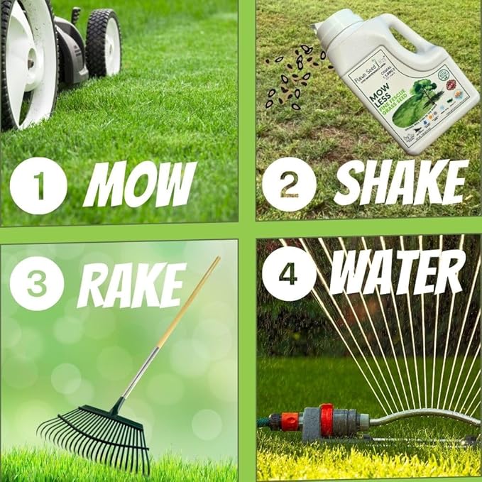 Flawn Seed Kits Mow Less Fine Fescue Grass Seed, 2 Lbs, Low Maintenance Lawn, Shade Tolerant, Easy Spread Shaker Jug, Covers up to 1000 SqFt