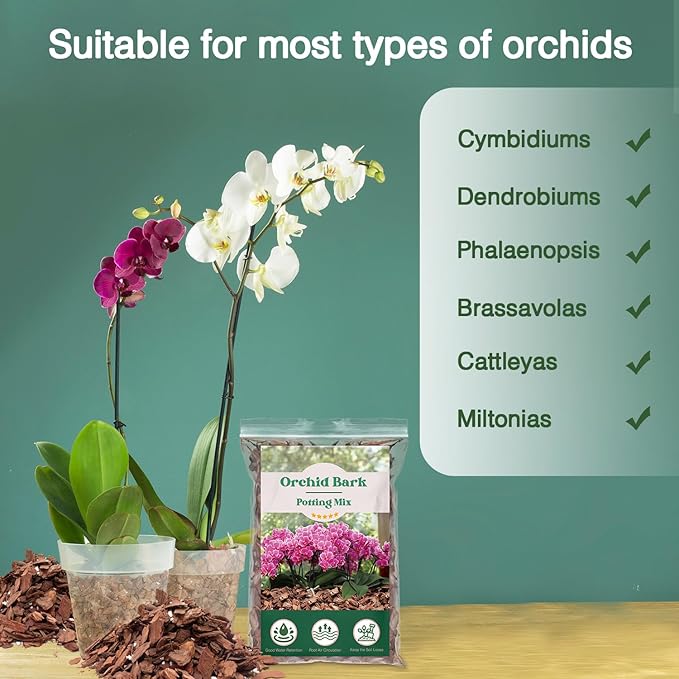 Orchid Potting Mix,Orchid Bark Potting Mix,2QT Natural Orchid Bark Potting Mix with Pine Bark & Perlite for Orchid Potting,Enhanced Drainage,Air Flow and Root Ventilation