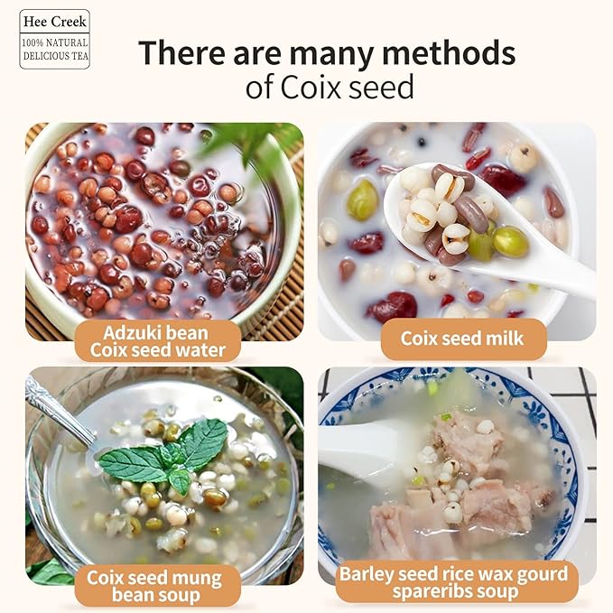 Hee Creek Job‘s Tears Coix Seed 18oz/500g Asian Pearl Barley Jobs Tears Loose Herbs Natural Health Grain Gluten-Free No Addition 薏米 薏仁米 薏苡仁