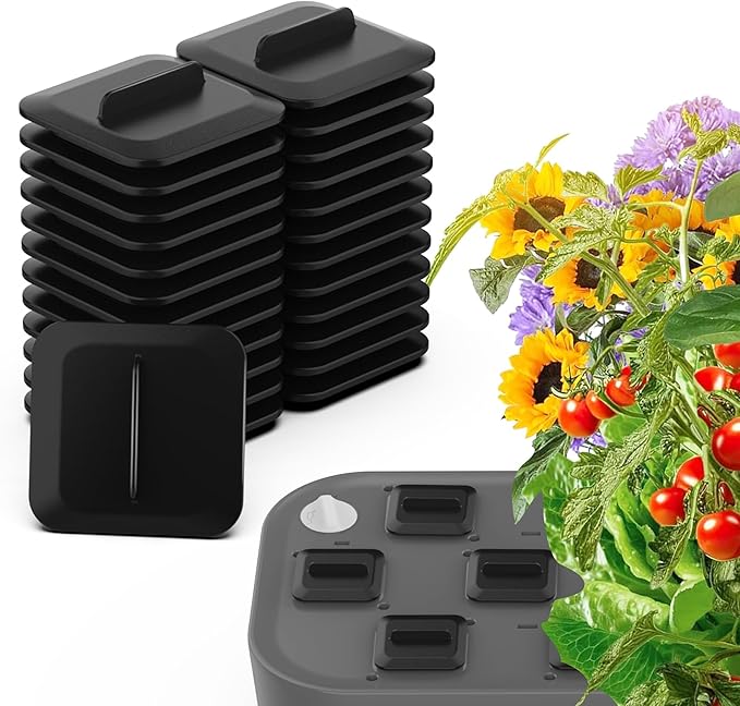 Plant Spacer Kit Compatible with Idoo, LYKO, QYO for Square Seed Pods, Grow Plant Deck Openings for Indoor Hydroponic Growing System, Square Spacer Cover Lid Accessories, Square (Black, 12Pack)