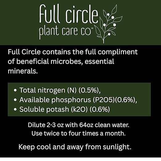 Full Circle Premium Plant Tonic – 16oz Organic Liquid Fertilizer Concentrate with Worm Castings – Compost Tea for Indoor/Outdoor Plants, Vegetables, Houseplants, Orchids, Succulents