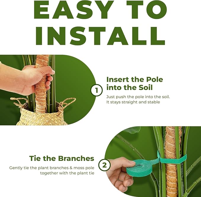 48 Inch Bendable Moss Pole Monstera Plant Support for Climbing Indoor Plants - Stakes for Potted Climbers - Tall Sticks Indoor Trellis for Houseplants - Accessories for Monstera Pot