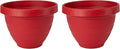The HC Companies Rings Flower Planter - Self Watering Plant Pots for Herbs & More - Round Lightweight Outdoor & Indoor Planter (8" Warm Red, Pack of 2)