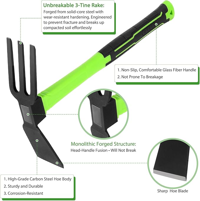 2pcs Garden Hoe Comfortable Handle Gardening Tools 2 in 1 Garden Tool Hoe for Outdoor Weeding Work