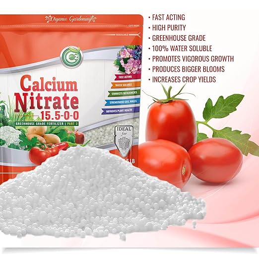 Calcium Nitrate 15.5-0-0 Fertilizer - Made in USA - 18LB Greenhouse Grade Plant Food for Hydroponics, Plants & Gardens – Fruit, Vegetables. Blossom End Rot Tomatoes