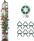 Garden Obelisk Trellis for Climbing Plants Outdoor, 1Pcs 6.2FT Rustproof Metal Plant Flower Trellises,Garden Obelisk Trellis for Indoor Outdoor Flowers Vegetable Fruits Vines Support (Black)