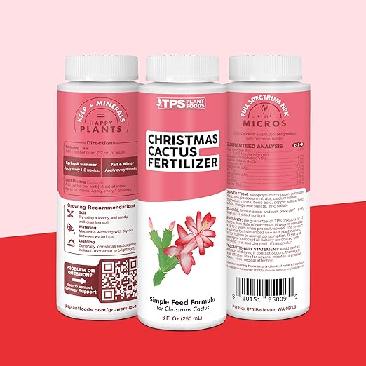 Christmas Cactus Fertilizer – Liquid Plant Food for More Blooms, Brighter Flower Color & Stronger Root Development, 32 oz