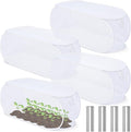 4 Pcs 39" x 18" x 16" Pop up Garden Mesh Plant Cover Outdoor Plant Protector Garden Row Raised Bed Cover with Ground Nails Crop Cage Net for Seedlings Vegetable Fruit Herbs (White)