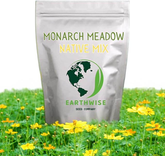 Earthwise Monarch Meadow Native Wildflower Seed Mix – 1oz – Covers 150 sq ft – Attracts Monarchs & Pollinators – Easy-Grow Native Blooms