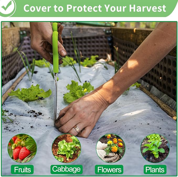 SPORTYOUTH Plant Covers Freeze Protection 10 x 50 FT 1.2 oz/yd² Frost Cloth Blankets Large Thicker Garden Floating Row Cover Fabric for Outdoor Plants Winter Cold Fruits Flowers Protection, White