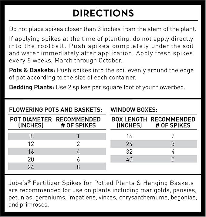 Jobe’s Flower Fertilizer Spikes, Easy Plant Care Fertilizer for Potted Plants and Hanging Baskets, 18 Count