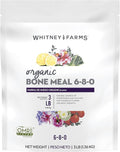 Whitney Farms Organic Bone Meal 6-8-0 - Phosphorus Fertilizer for Root Growth in Bulbs, Roses, Flowers, Vegetables, Trees and Shrubs - 3 lb.