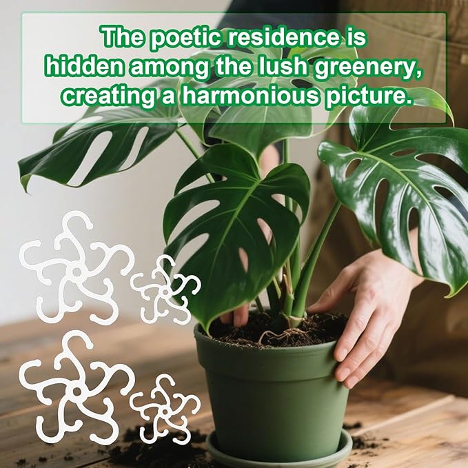 BOXOB 4pcs Plant Stem Support, 2 Sizes Climbing Houseplant Stem Holder Hook Monstera Support Plant Stabilizer for Indoor Outdoor Thriving Growth
