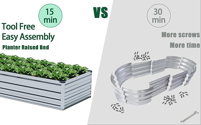 ZUNUDA 4×3×1FT(2PCS) Galvanized Raised Garden Bed Kit, Metal Planter Boxes,Large Raised Garden Bed for Planting Vegetables,Flowers,Herbs -Silver