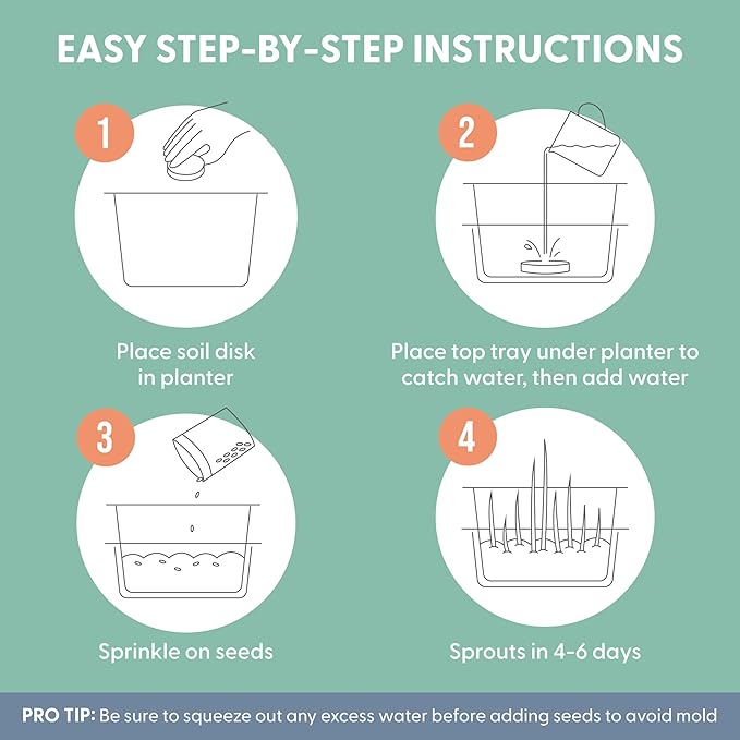 The Cat Ladies Cat Grass for Indoor Cats - Growing Kit - Organic Cat Grass Seeds, Soil and BPA Free Containers (Non GMO) - Locally Sourced Seeds! (3 Pack)