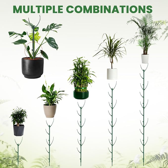 5 Pcs Stackable Plant Support Stakes, Stem Holder Structures Frame & Plant Cage Support Indoor & Outdoor Houseplant Stem Support Rings Strong Trellis Alternative for Climbing & Potted Plants